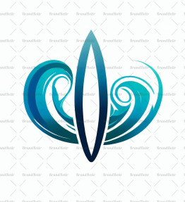 Abstraktes Surfbrett und Wellen